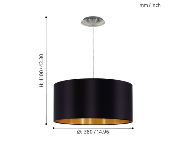 EGLO Maserlo, Flexibelt fäste, Svart, Guld, Nickel, Guld, Nickel, Tyg, Stål, Tyg, inomhus