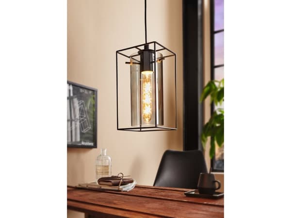 Eglo Loncino - Hängande lampa - 1 uttag - E27 - svart, genomskinligt svart