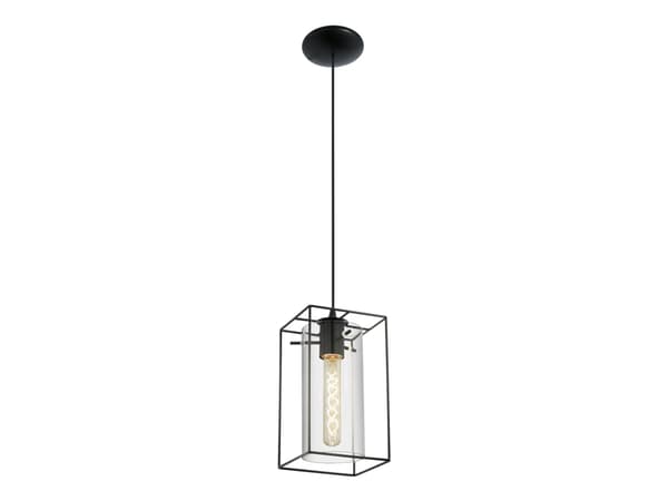 Eglo Loncino - Hängande lampa - 1 uttag - E27 - svart, genomskinligt svart