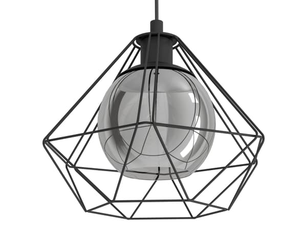 EGLO 43482, Hard montering, Sort, Gjennomsiktig, black-transparent, Stål, Glass