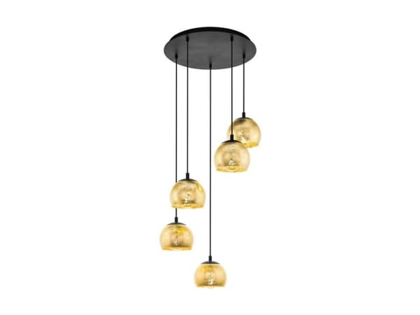 EGLO ALBARACCIN, Fleksibel montering, Sort, Gull, Sort, Glass, Stål, Stue, IP20 Sort, Gull