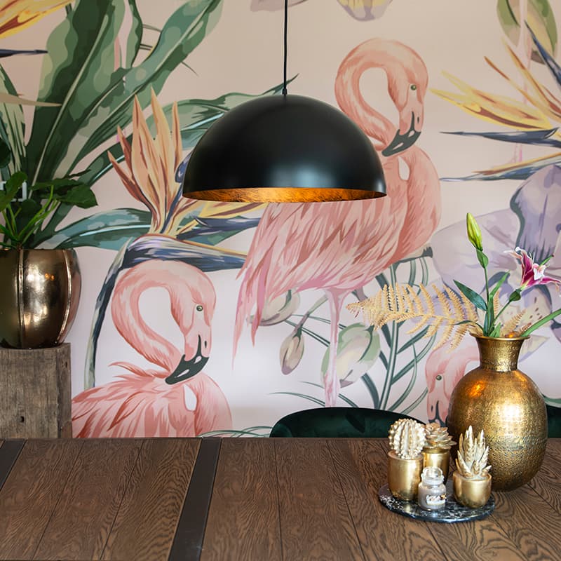 Industriell hänglampa svart med guld 50 cm - Magna Eco