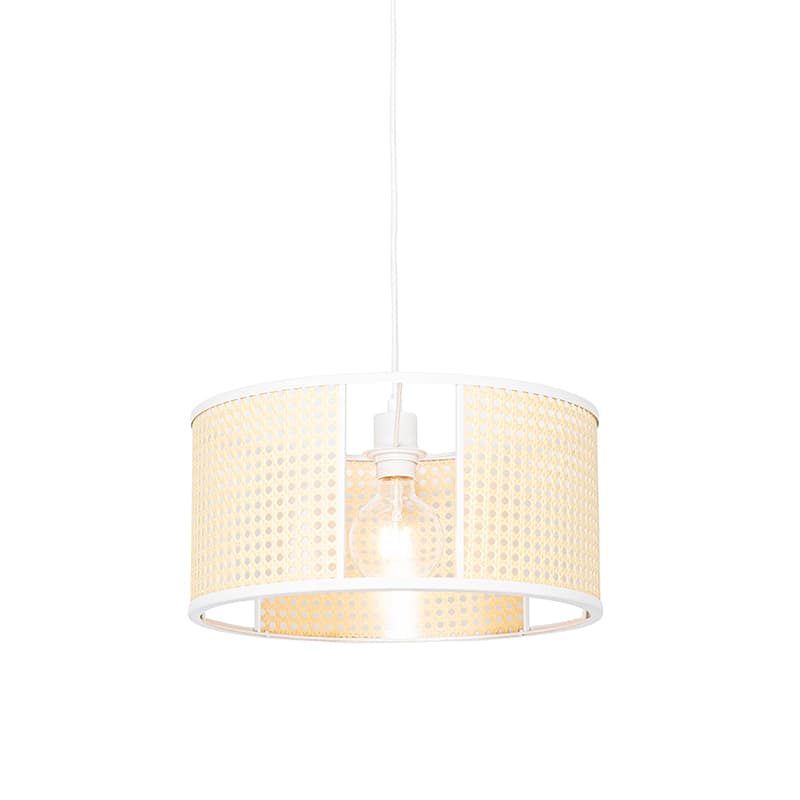 Retro hänglampa vit med rotting 40 cm - Akira