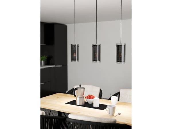 EGLO PINTO TEXTIL 1 LANGBORD 3L E27 SORT/KLAR/CUT-OUT