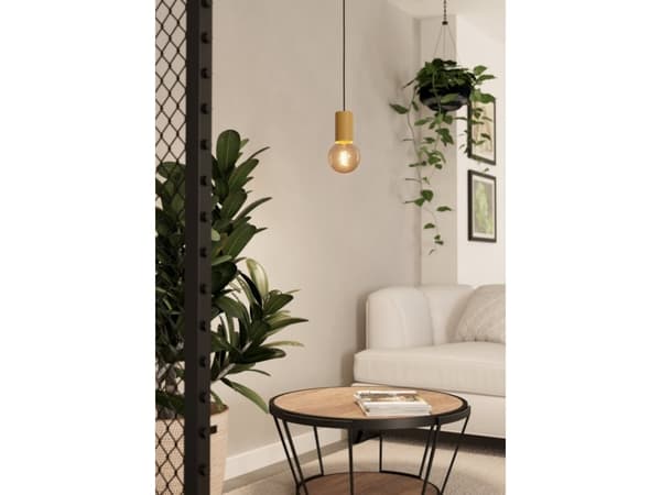 EGLO POZUETA 1 PENDEL E27 SORT/NATUR FSC
