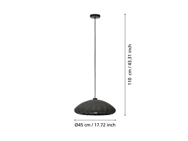 EGLO BARLASTON PENDEL E27 SORT/GRÅ