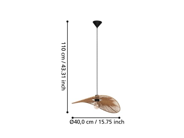 EGLO SIRUELA PENDEL 560X400 E27 SORT/NATUR FSC