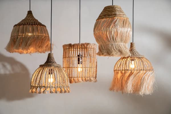 Abaca Fågelbur Pendel - Naturlig - M