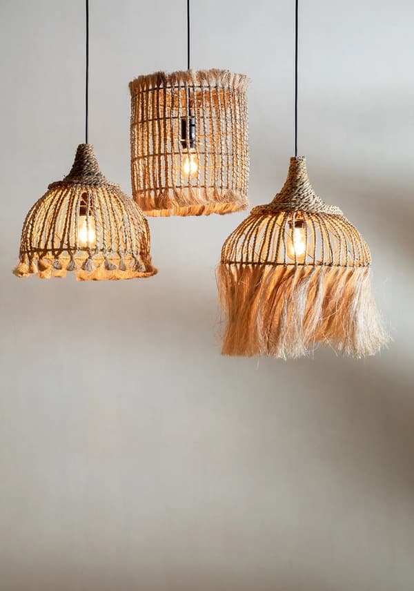 Abaca Fågelbur Pendel - Naturlig - M