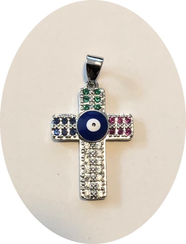 1 hänge söt kors med evil eye