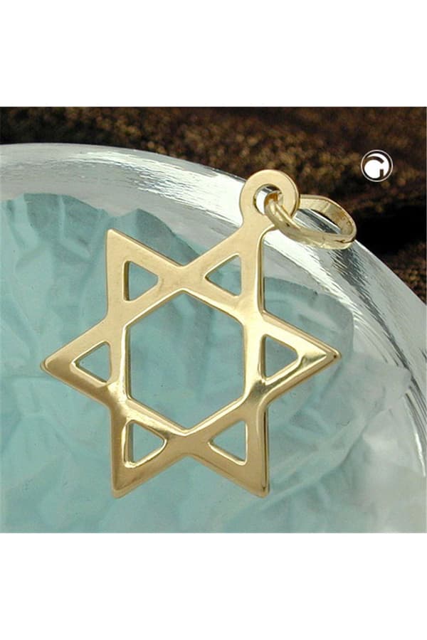 Pendant 21x18mm Star Of David Shiny 9k Gold - GL431334