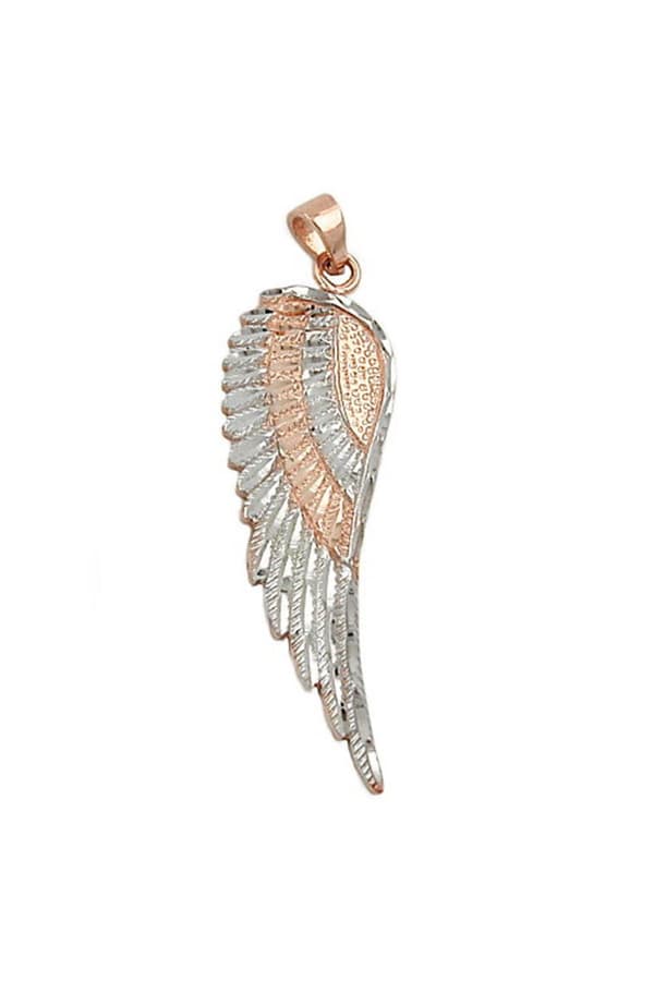 Pendant 36x13mm Angel Wings Bicolor Rhodium Plated 9k Rose Gold - GL431222