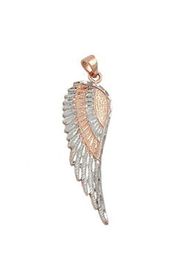 Pendant 36x13mm Angel Wings Bicolor Rhodium Plated 9k Rose Gold - GL431222