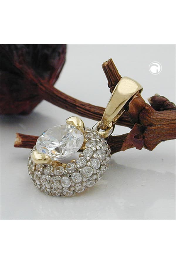 Pendant 9mm With Many Zirconias 9k Gold - GL431291