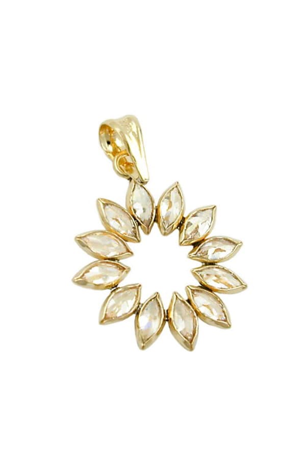 Pendant 14mm Flower Of 12 White Zirconias 9k Gold - GL431229