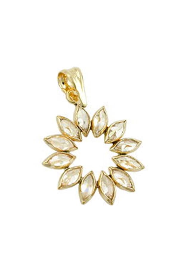 Pendant 14mm Flower Of 12 White Zirconias 9k Gold - GL431229