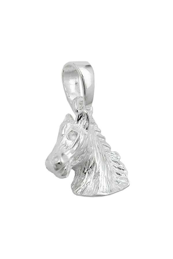 Pendant 12x15mm Horse Head Shiny Solid Silver 925 - GL92612