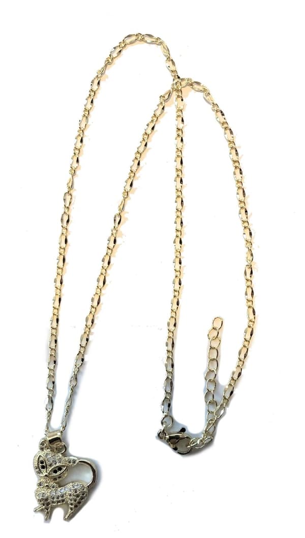 liten strass katt berlock och halsband