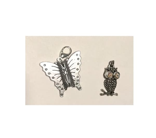 2 st shabby chic hängen fjäril uggla på gren