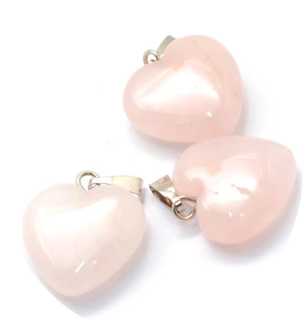 2 PACK rosen kvarts hjärta hänge