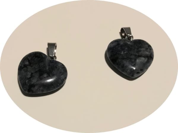 2 hjärta berlock hänge grafitgrå Obsidian