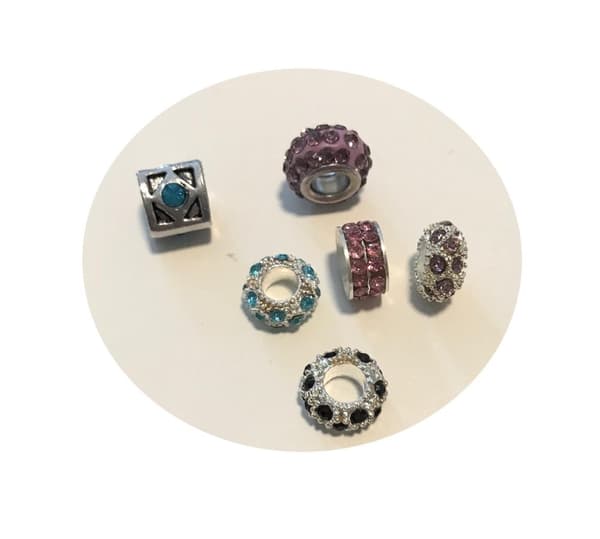5 berlocker strass och olika design