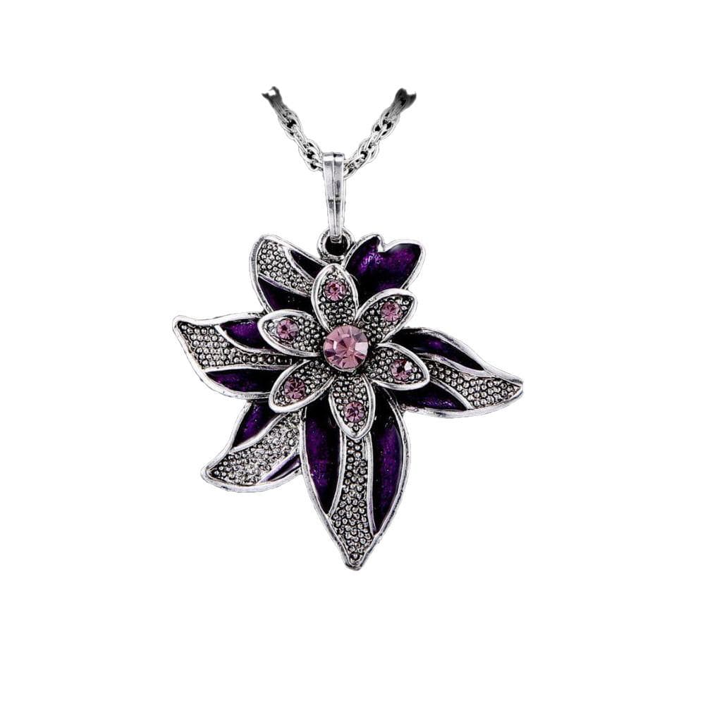 Halssmycke - Lila blomma med 70cm halsband