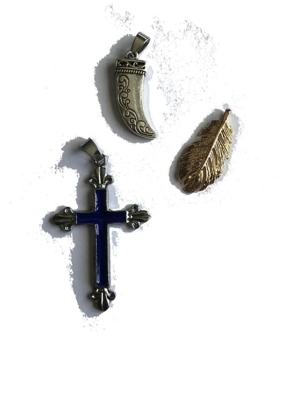blå kors chili fjäder hänge 3 pack