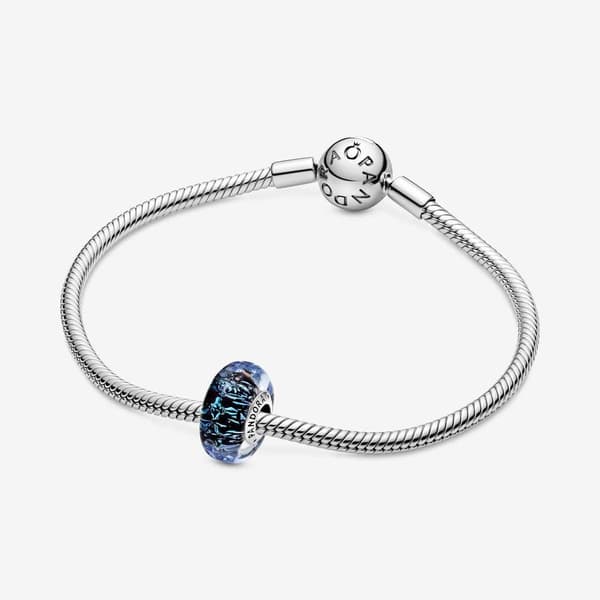 Pandora bølget mørkeblå Murano glas Ocean Charm
