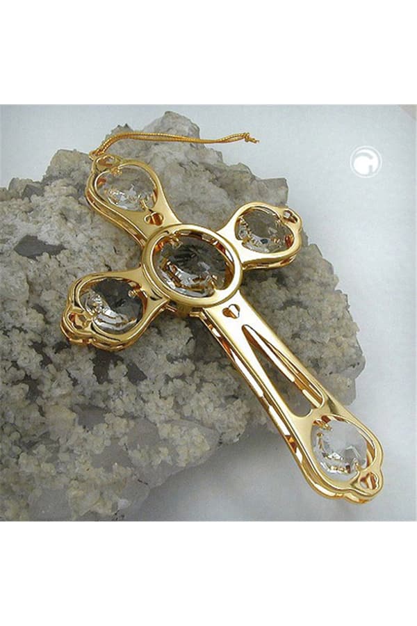 Cross With Crystal Elements Gold Plated - GL70501