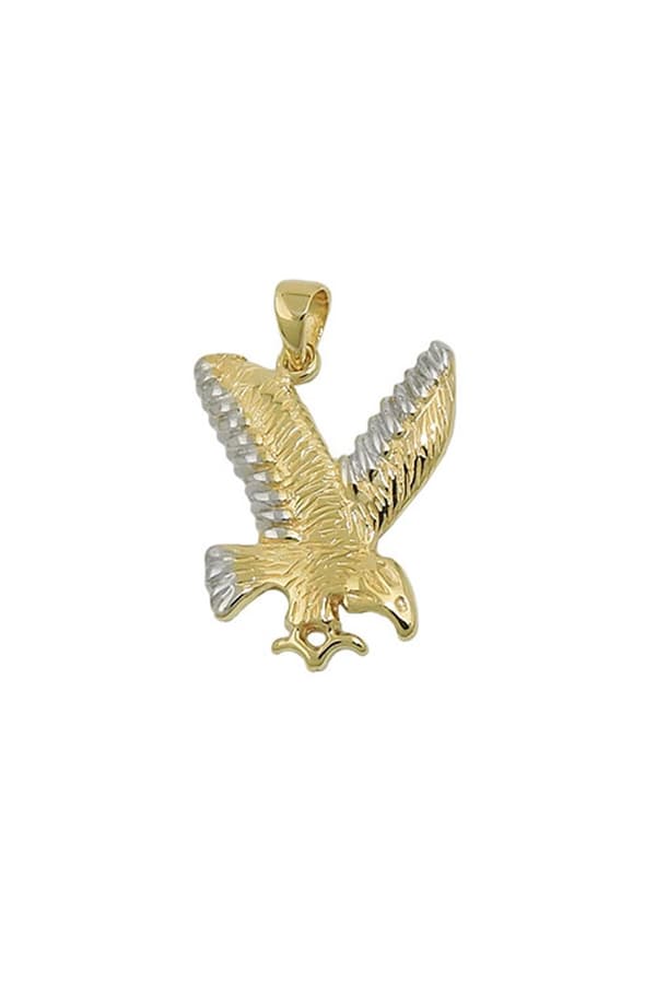 Pendant 20x16mm Eagle Bicolor Rhodium Plated Shiny 9k Gold - GL431404