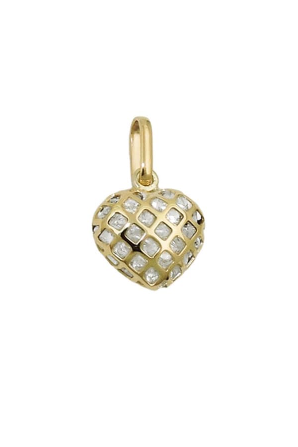 Pendant 11x12mm Heart Filled With Small Zirconias 9k Gold - GL431389