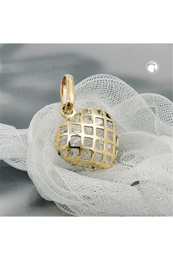 Pendant 11x12mm Heart Filled With Small Zirconias 9k Gold - GL431389