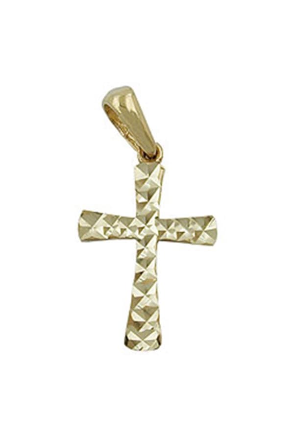 Pendant 15x11mm Cross Diamond Cut 9k Gold - GL431298
