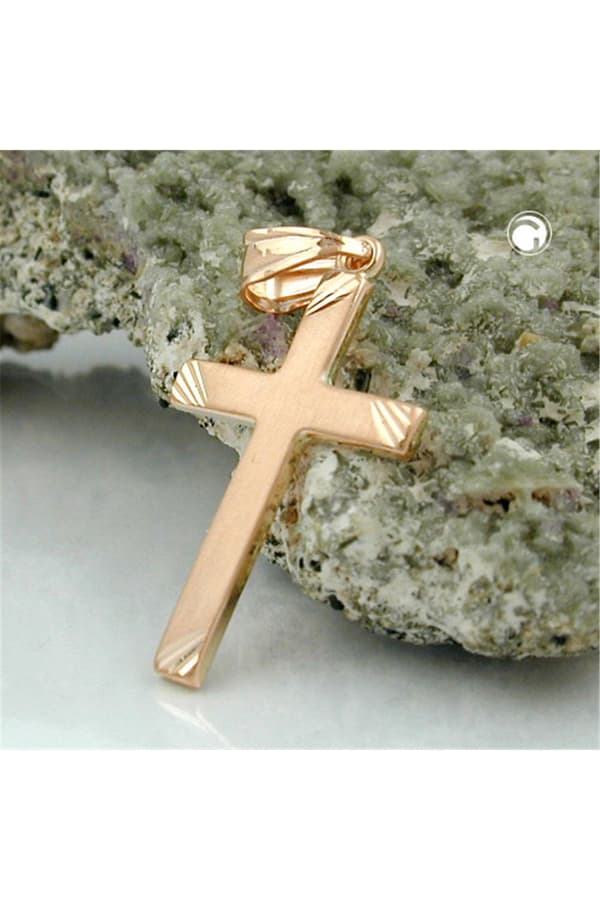 Pendant Cross Matte Finish 9k Red Gold - GL431224