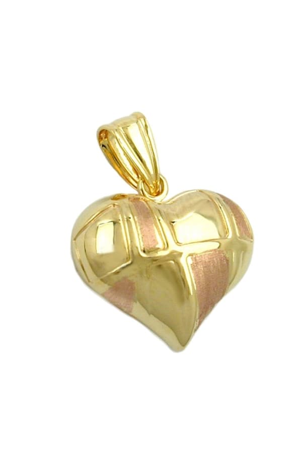 Pendant 15x16mm Heart Bicolor With Rose Gold 9k Gold - GL431223
