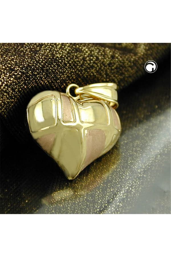 Pendant 15x16mm Heart Bicolor With Rose Gold 9k Gold - GL431223