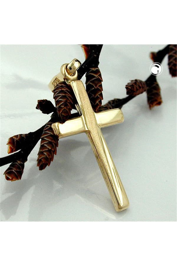 Pendant 22x13mm Cross Matte Shiny 9k Gold - GL431070