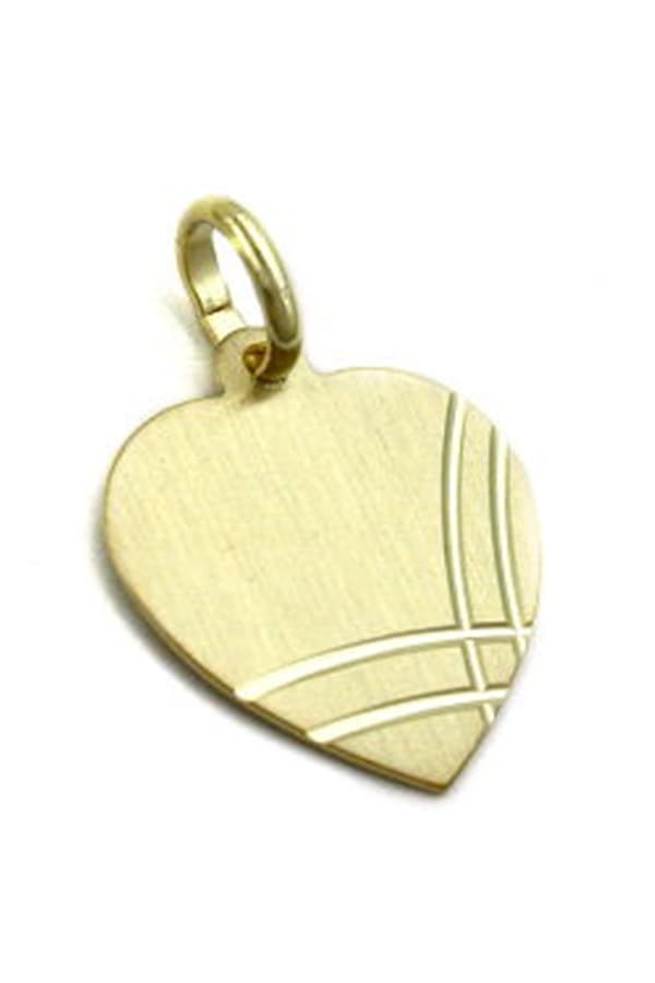 Pendant 14x13mm Heart Engraving Pendant Frosted Diamond Cut 9k Gold - GL430996