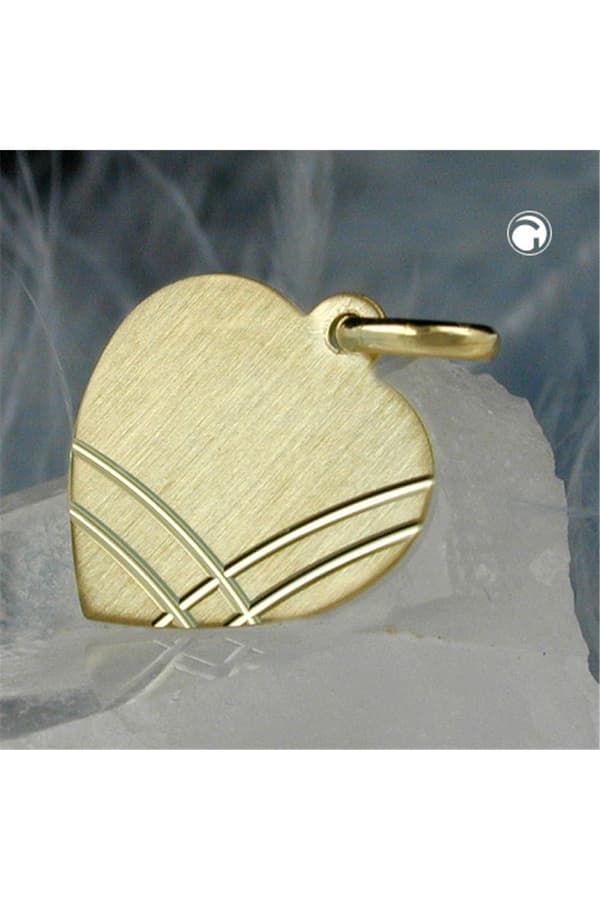 Pendant 14x13mm Heart Engraving Pendant Frosted Diamond Cut 9k Gold - GL430996