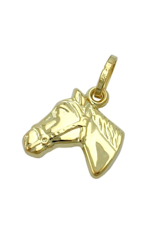 Pendant 12x12mm Horse Head Shiny 9k Gold - GL430907