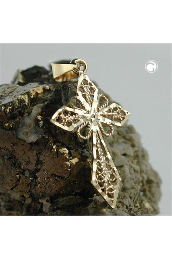 Pendant Cross Filigree 9k Gold - GL430830
