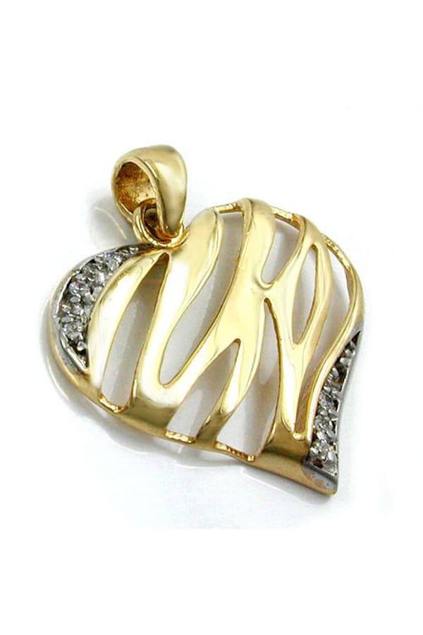 Pendant 17x20mm Heart Shiny With 9 Zirconias 9kt Gold - GL430777
