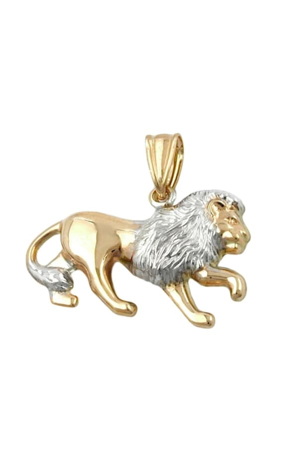Pendant 23x15mm Leo Bicolor Rhodium Plated 9k Gold - GL430750