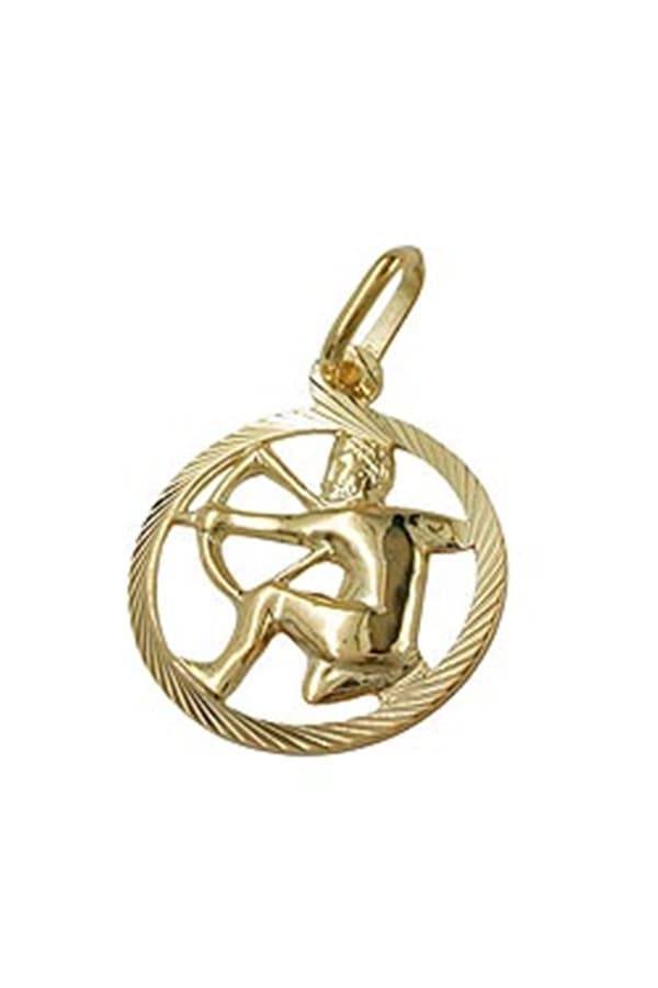 Pendant 15mm Zodiac Sign Sagittarius 9k Gold - GL430455
