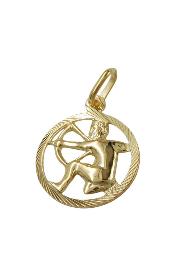 Pendant 15mm Zodiac Sign Sagittarius 9k Gold - GL430455