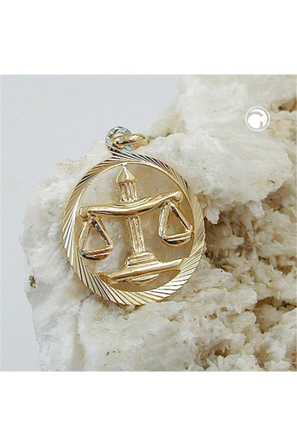 Pendant 15mm Zodiac Libra 9k Gold - GL430453