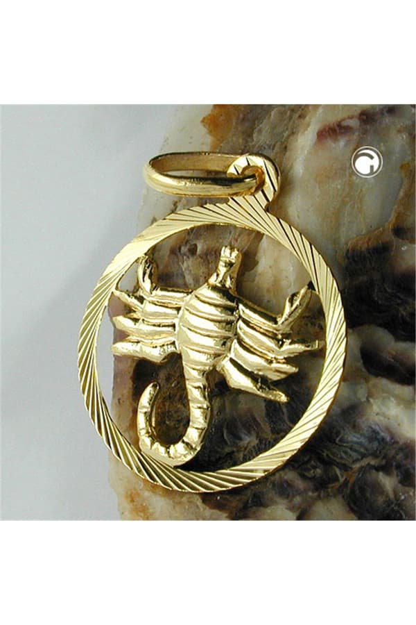 Pendant 15mm Zodiac Sign Scorpio 9k Gold - GL430454