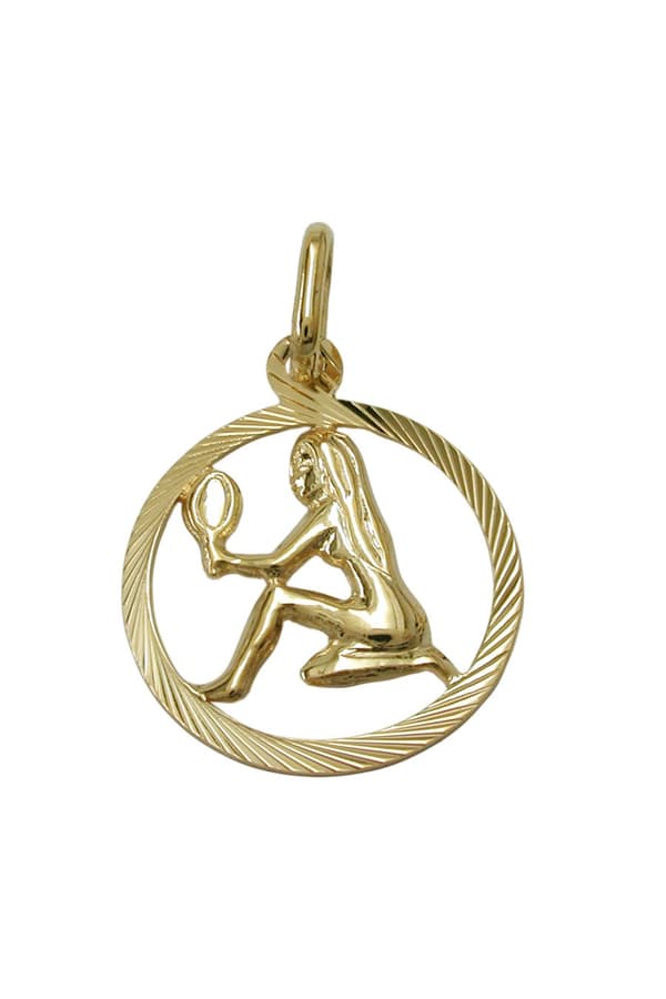 Pendant 15mm Zodiac Virgo 9k Gold - GL430452