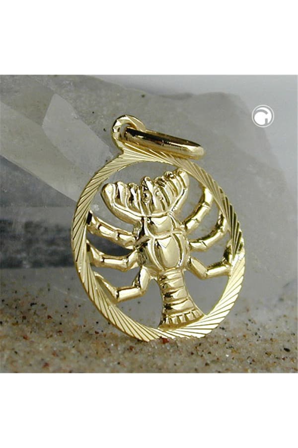 Pendant 15mm Zodiac Cancer 9k Gold - GL430450